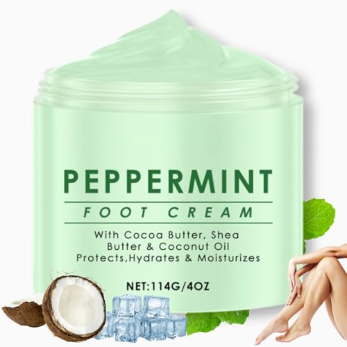 Pore Peppermint Foot Cream, Athletes Foot Treatment, Foot Cream for Cracked Heels and Dry Skin - Intensive Heel Balm with Coconut Oil & Shea Butter, Cooling Re/lief for Athletes Foot