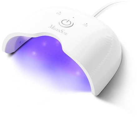 MelodySusie Lampe UV Ongles Gel Compacte et Légère (P-ART06F) avec Commande Simple par Bouton - Polymérise Tous les Gels Souples à Domicile, Notamment les Gels Semi-Polymérisés Blanc.