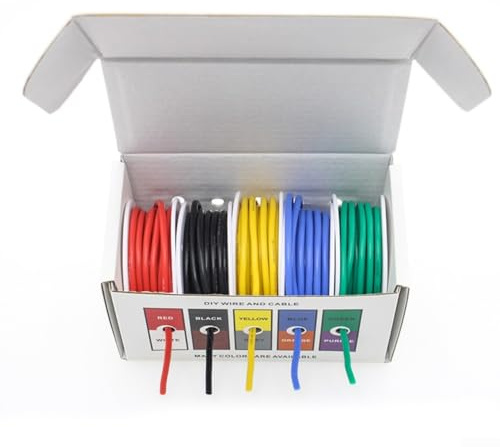 Silikon-isolierter verzinnter Kupferdraht, 50 m, weiches elektrisches Kabel für verschiedene Anwendungen, ultraflexible Isolierung (A-24AWG)