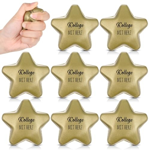 Otuuz 8 Stern Stressball Dankeschön Abschiedsgeschenk für Kollegen Lehrer Antistressbälle Set Klein Stressabbau Bälle Kollegen mit Herz Geschenk Erwachsene Büro Mitgebsel Gastgeschenke Angst Abbauen