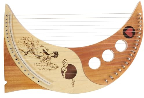 AKOOSY Tragbares Saiteninstrument Lyra Harfe für Anfänger und Kinder 19 saitige aus Zedernholz mit Warmem Klang und Langlebigem Design Inklusive Zusätzlicher Saiten und Zufällige Farbe
