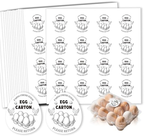 GOMAKERER 320 Pcs Farm Fresh Egg Carton Labels, 2 Inch Please Return Egg Carton Stickers Waterproof Self-Adhesive Egg Packaging Stickers for Box Container Carton Farm Supplies