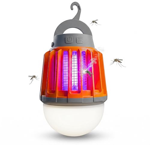Lampe anti-moustiques électrique d'extérieur et d'intérieur avec 3 niveaux de lumière. Tue les moustiques électriques pour camping rechargeable par USB. Répulsif 2 en 1 imperméable et résistant à