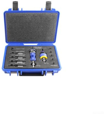 Yhenlovtt Juego de brocas avellanadas de profundidad ajustable para carpintería, 4 tamaños (2,8/3,2/3,5/4,0 mm) con construcción de acero de carburo (azul)