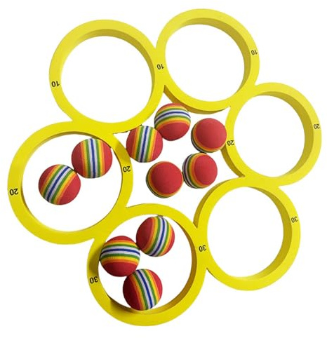 Schwimmendes Pool-Spiel-Set aus Schaumstoff mit nummerierten Punktzahlen und 10 bunten Bällen Wassersport-Spielzeug für Erwachsene Pool-Partys Wurfringe