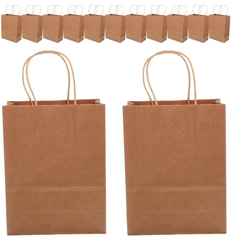 BELLIFFY Bolsas de Papel Kraft para Panadería con Asas Ergonómicas 40 Unidades Tamaño 21X16X8 CM Color Marrón Resistente con Base Reforzada Ideales para Envolver Pan Regalos y