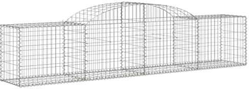 Nqyjm Clôture en Maille de Jardin Paniers à Gabions Arqués 2 pièce 300x50x60/80 cm Fer Galvanisé, Mur à Gabion Cages à Pierres pour Terrasse Extérieur Pelouse Décorative