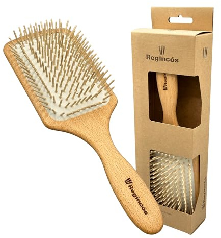 Regincós - Cepillo FUSTA Oval L - Madera Eco - Natural - Profesional - Hecho a mano - Large (Paddle L)