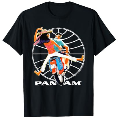 Pan Am Bermuda Scooter with Logo Illustration Retro Travel T-Shirt