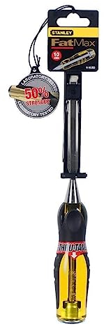 Stanley FatMax Beitel, 10mm Klingenbreite, Thru-Thang-Klinge, Stahl-Schlagkappe, Griff mit Weichstoffeinsätzen, 0-16-253