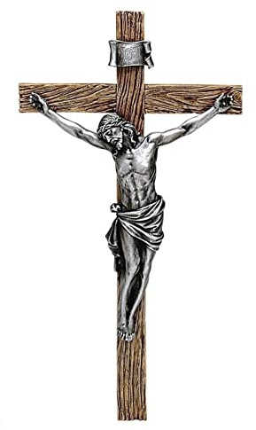 Joseph's Studio by Roman Inc., Crosses and Crucifixes Collection, 8.25 H Antique Silver Crucifix,Religious Statue, Prayer Home Décor (8x4x1)