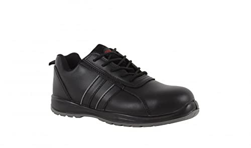 Blackrock Leather Safety Shoes, Mens and Womens Safety Trainers, Steel Toe Cap, Black, Anti Slip Shoes, Smart Light Work Trainers, Work and Utility Footwear, Workwear - Size 10