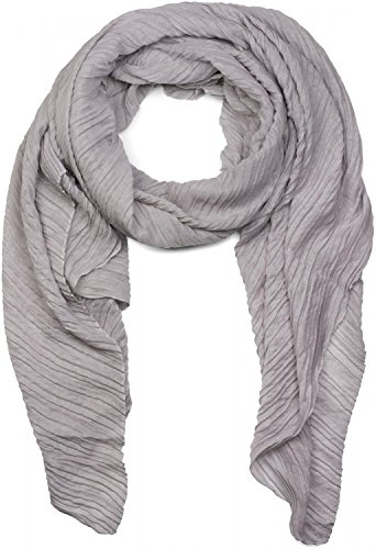styleBREAKER Damen Schal fein gekreppt | Leichter Plissee-Schal für stilvolle Looks | Elegantes Halstuch mit fließenden Falten | Modisch Vielseitig & Angenehm weich | 96 x 192 cm, Farbe:Hellgrau