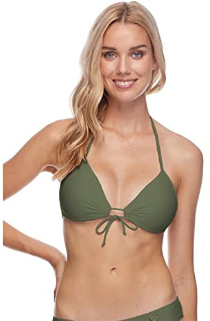 Body Glove Womens Smoothies Baby Love Solid Molded Cup Push Up Triangle Swimsuit Bikini Top, Cactus, Medium US