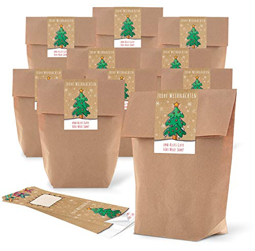 Logbuch-Verlag 25 Weihnachten Geschenktüten 19 x 7,5 x 29,5 cm Geschenkbeutel für Kunden Mitarbeiter Geschenke mit Weihnachtskarten Text Aufkleber