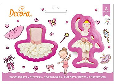 Decora 0255206 AUSSTECHER AUS KUNSTSTOFF TÄNZERIN UND TUTU 2-TLG, Sortiert