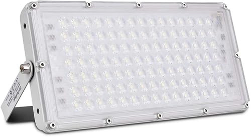 Sararoom 100 W LED-strålkastare för utomhusbruk, 10 000 LM 6 500 K kall vit LED-strålkastare, IP65 vattentät säkerhetslampor strålkastare, 180° justerbart stativ för trädgård terrass garage, ingen