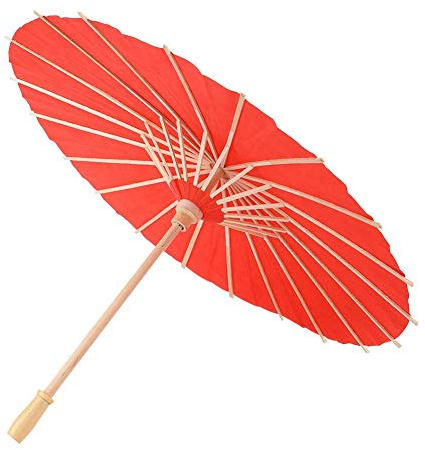 Papier Regenschirm Requisiten für Kinder DIY Handmalerei Kinder DIY Blankopapier Regenschirm Graffiti handgemalte Handwerk Regenschirm (Durchmesser 60 cm)(rot)