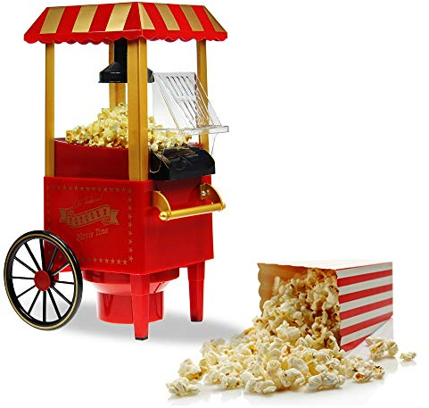 MonsterCadeaux Machine à Pop-Corn Vintage avec Chariot, Popcorn Maker