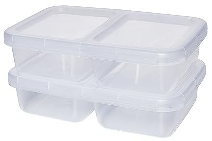 Kigima Meal Prep Boxen 2 Fächer 2er Set 2,4L – Wiederverwendbare Mealprepboxen mit luftdichtem Deckel – Mikrowellenfeste Essensbox aus BPA-freiem Plastik – Spülmaschinenfeste Meal Prep Container