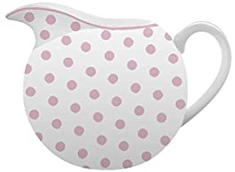 ISABELLE ROSE Lechera fina porcelana bone china blanca con lunares rosas, 9 x 9,5 cm