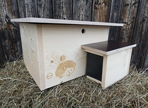 Qualität aus Niederbayern ARBRIKADREX Igelhaus 45cm x 40cm x 28cm Igelhotel 20mm Vollholz Winterfest Kein Bausatz: easytouch-Rattenklappe und Boden, optional mit Labyrintheingang,