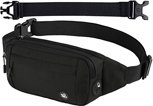 Waterfly Bumbags Waist Fanny Pack Ladies Fashion Bum Bag with Adjustable Belt for Sport Running Hiking Jogging Girls Women Men (Complete Black)