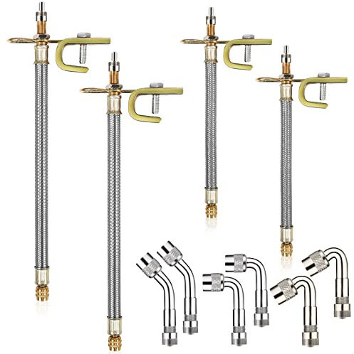 10 Pieces Stainless Steel Dually Valve Stem Extension, Includes 4 Pieces Dual Tire Valve Extension 6 Pieces Valve Extender Adaptor for Most Cars Truck RV (7.1 Inches, 11.8 Inches)