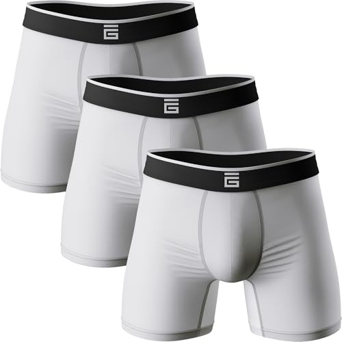 Giovici boxershorts för män bambu anti-skavning mjuka bekväma boxershorts längre ben – boxershorts multipack – fukttransporterande teknik
