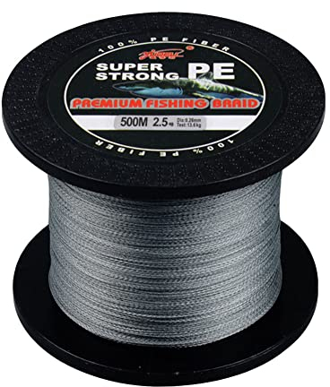 L SERVER Angelschnur Geflochten 500m/4 Geflochtene Angelschnur PE Bissfeste Angelschnur Ködern Angelschnur 4.8-40.2kg, Grau, 3.0 (0.28mm/18.2kg)