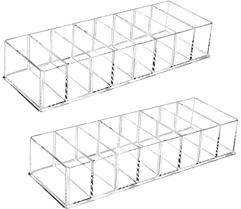 QINERSAW 2er Set Abnehmbar Kosmetik Organizer Schublade 8 Fächern Make up Aufbewahrungsboxen Beauty Schmink Aufbewahrung Lagerung Transparent Box für Waschtisch Badezimmer
