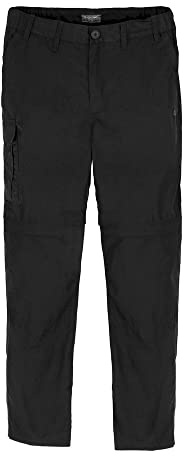 Craghoppers Mens Expert Kiwi Slim Fit Tailored Convertible Trousers, Black, Size 32