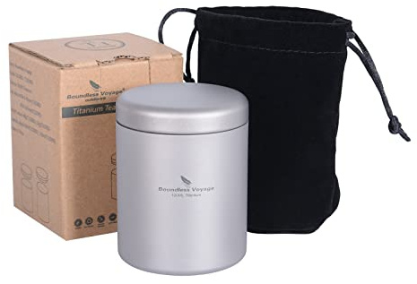 iBasingo Pure Titanium Tea Caddy 120ml Mini Storage Canister Ti3209D | Ultralight Airtight Portable Spice Herb Container for Camping Hiking Travel Home Tea Coffee Storage