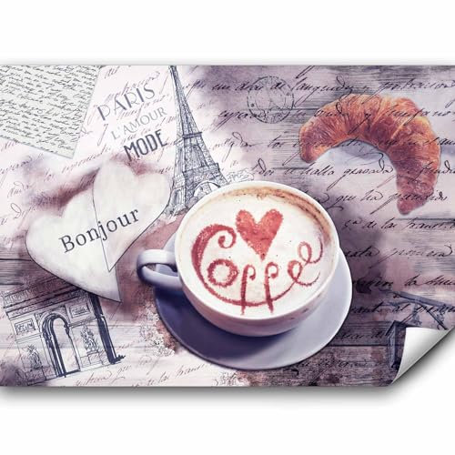 murando - Fototapete Premium-Vlies Küche Kaffee 100x70cm - Foto Tapete Wohnzimmer Moderne Vliestapete XXL Wandtapete Motivtapeten Bildtapete 3d Effekt Wand Dekoration Flur Vintage Paris Holzoptik