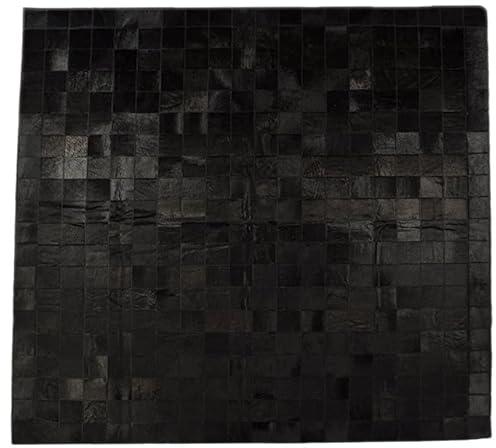 Kuhfelle Online & Nomad KUHFELL Teppich Patchwork FELLTEPPICH AUS ECHTEM KUHFELL RINERFELL IN VERSCHIEDENEN GRÖßEN (schwarz gefärbt, 200 x 200 cm)