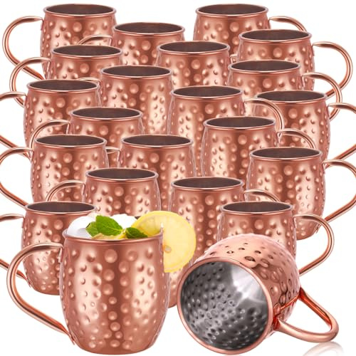 Didaey 24 Pcs Moscow Mule Mugs Set 12oz Rose Gold 304 Stainless Steel Moscow Mule Cups Bulk Hammered Copper Cups Tarnish Resistant Copper Plated Mug for Cold Drinks Beer Wine Bars Parties Gifts