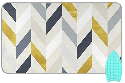 linqin Hitzebeständige Bügelmatte, Beige Geometrisch Tragbares Bügelbrett Pad mit Silikon-Pad Reise-Bügelbrettbezug und Pad für Waschmaschine, Trockner, Tischplatte, 119 x 71 cm
