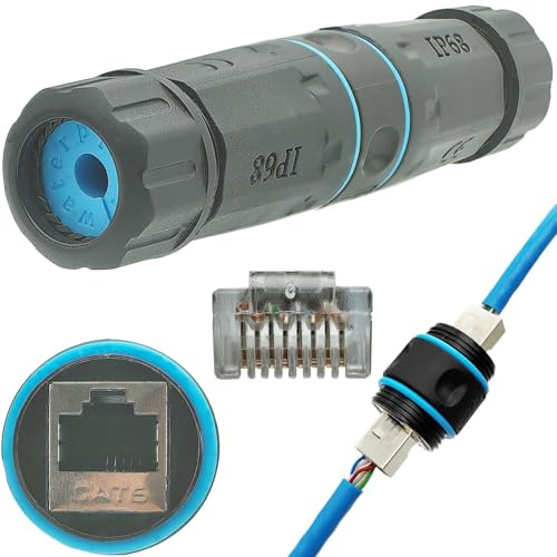 CTRICALVER Vattentät RJ45-koppling CAT6 IP68 utomhus ethernet kabelkontakt hona till hona, avskärmad nätverksadapter (1 styck)