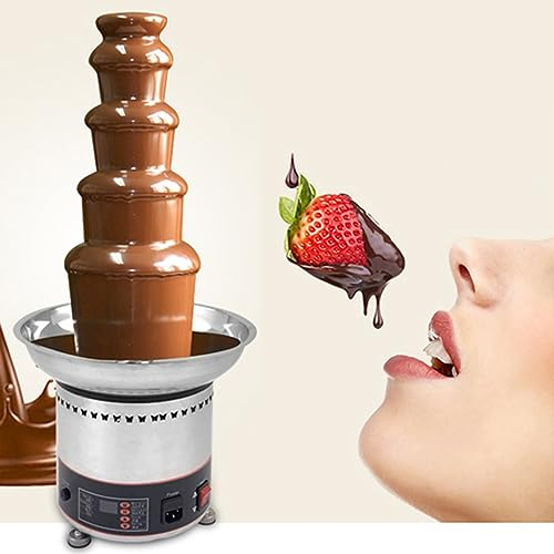 ALSUP Fuentes de Chocolate, 4/5/6/7 Niveles Fuente de Chocolate eléctrica Fondue Cascada de Acero Inoxidable máquina de fusión para cocinar Hogar Comercial Boda Cumpleaños Navidad,5-Tier