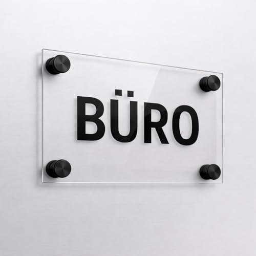EH Design Türschild Büro 10 x 17 cm Stärke 3 mm Schwarz | Acrylglas mit klarer Abdeckung, Einleger selbst wechselbar, für Praxis, Kanzlei & Firmenschild, wetterfest, Made in Germany