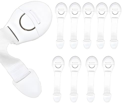 XOUDKE Kindersicherung Schrank Baby, 10 Stück Schranksicherung Baby Schubladensicherung Kindersicherung Tür Türsicherung Kinder Selbstklebende für Schrankschloss ohne Bohren mit Kleber