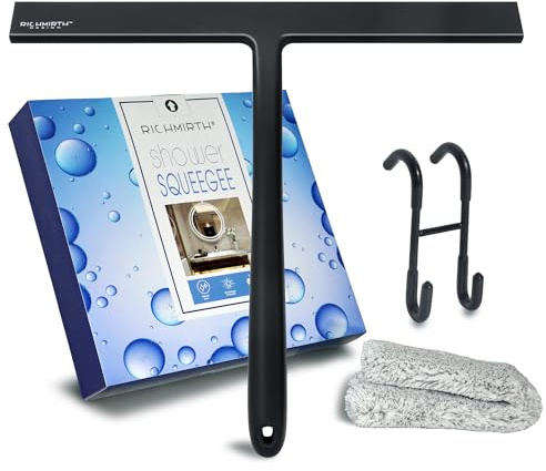 RICHMIRTH Duschabzieher verlängert 31cm Silikon Duschwischer mit Edelstahl Halter Fensterabzieher Abzieher Dusche Badezimmer Glasabzieher