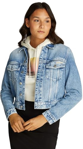 Calvin Klein Donna Giacca in Jeans Cropped 90S Regular Jacket Corta, Blu (Denim Light), S