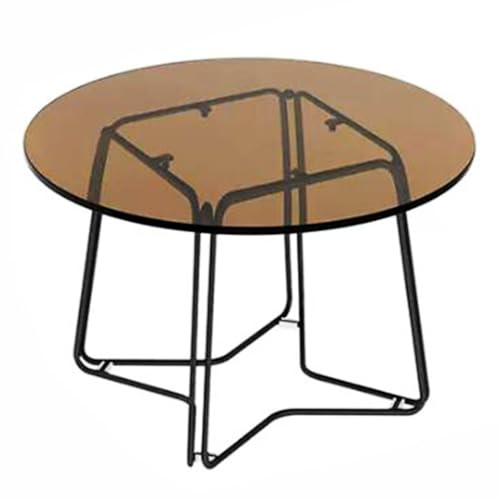 JHAISMAO Rund Klar Glas Kaffee Tisch Beistelltisch Für Wohnzimmer Heimbüro Skandinavisches Design Mit Metall-Stahlgestell Einfache Montage(Size:45X45X30CM,Color:D)