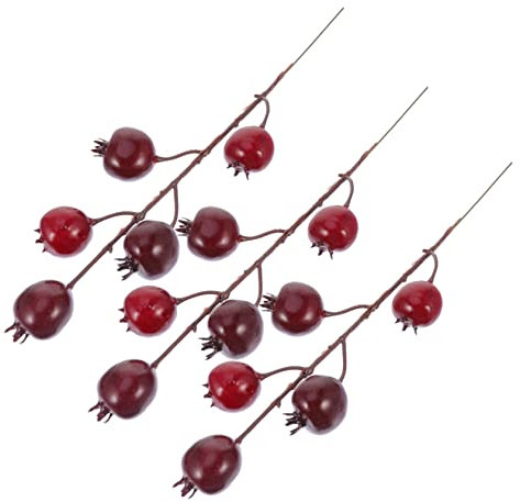 TOPBATHY 3stücke Künstliche Weihnachtsdekoration Mit Granatapfelzweigen Simulierte Beeren Für Festliche Arrangements Und -projekte Für Und Baumdekoration