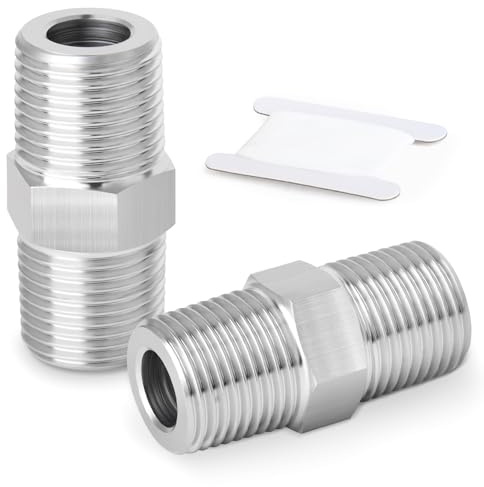 ERGAOBOY 2 Stück 304 Edelstahl Sechskantnippel Rohrverschraubung, 3/4 BSP Außengewinde x 3/4 BSP Außengewinde Rohr Adapter gerader Verbinder