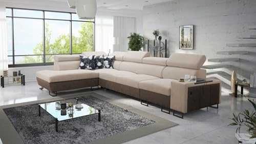 Ecksofa Melani XI Mini 350x220cm - Schlaffunktion - Bettkasten - L-Form - Couch - Eckcouch - Schlafsofa - Wohnlandschaft - Sofa - Polstersofa - Couch - Freya210.04+ Kunstleder Tauro8202 - Links - 26