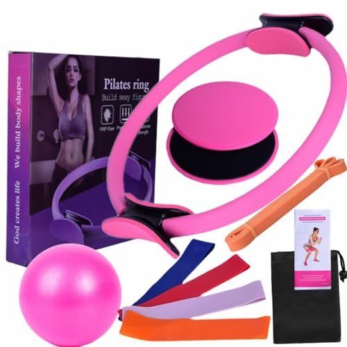 Solinder Pilates Ring Circle Attrezzature Pilates per l'allenamento a casa, set di anelli e palline, fasce di resistenza e molto altro ancora, perfette per attrezzature domestiche pilates