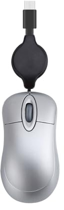 KANGQL Mini souris filaire USB C avec câble rétractable, petite souris pour enfants de 3 à 8 ans, 1000 DPI optique de voyage, argent
