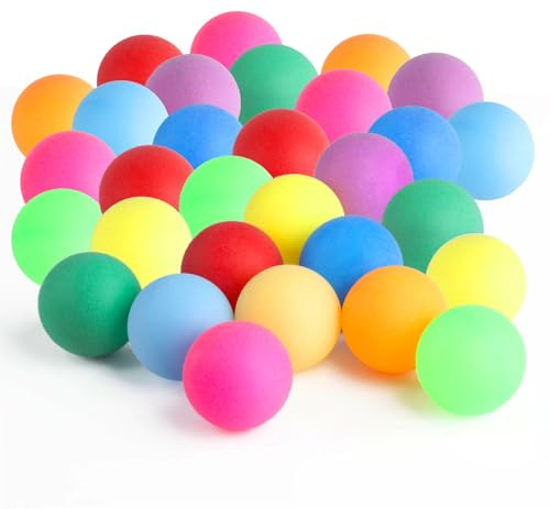 MUZHUPGUZ 30 Pcs Table Tennis Balls, 40mm Colored Ping Pong Balls, for Cats and Dogs Party, Plastic Colorful Table Tennis Ball for Arts and Crafts, Homeschool, Sports, Beginners Adults